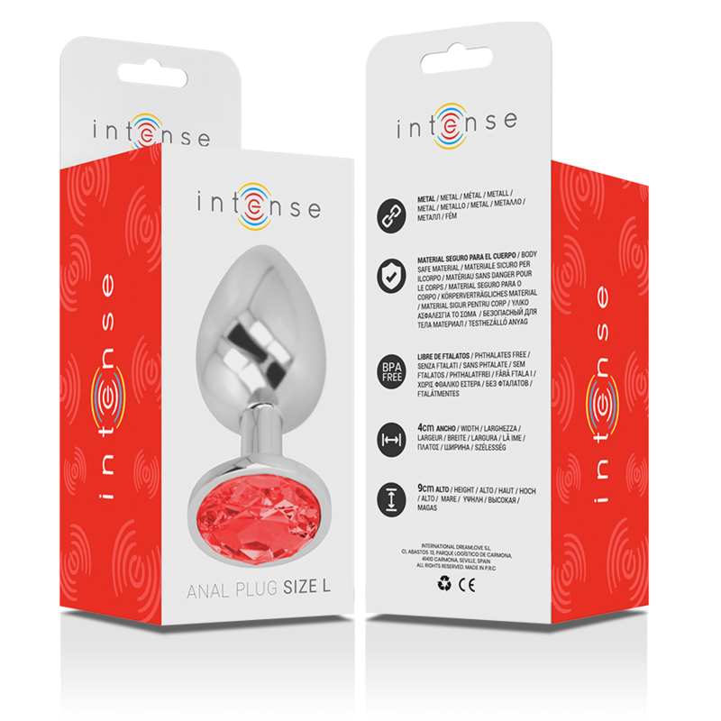 INTENSE - PLUG ANAL METAL ALUMINIO CON CRISTAL ROJO TALLA L - Imagen 4