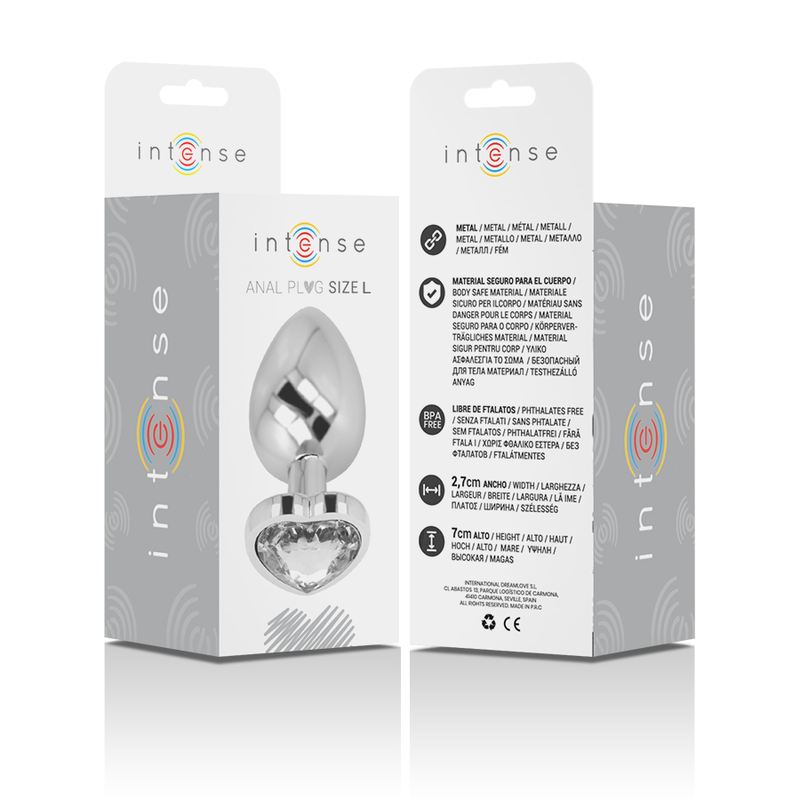 INTENSE - PLUG ANAL METAL ALUMINIO CORAZÓN BLANCO TALLA L - Imagen 2