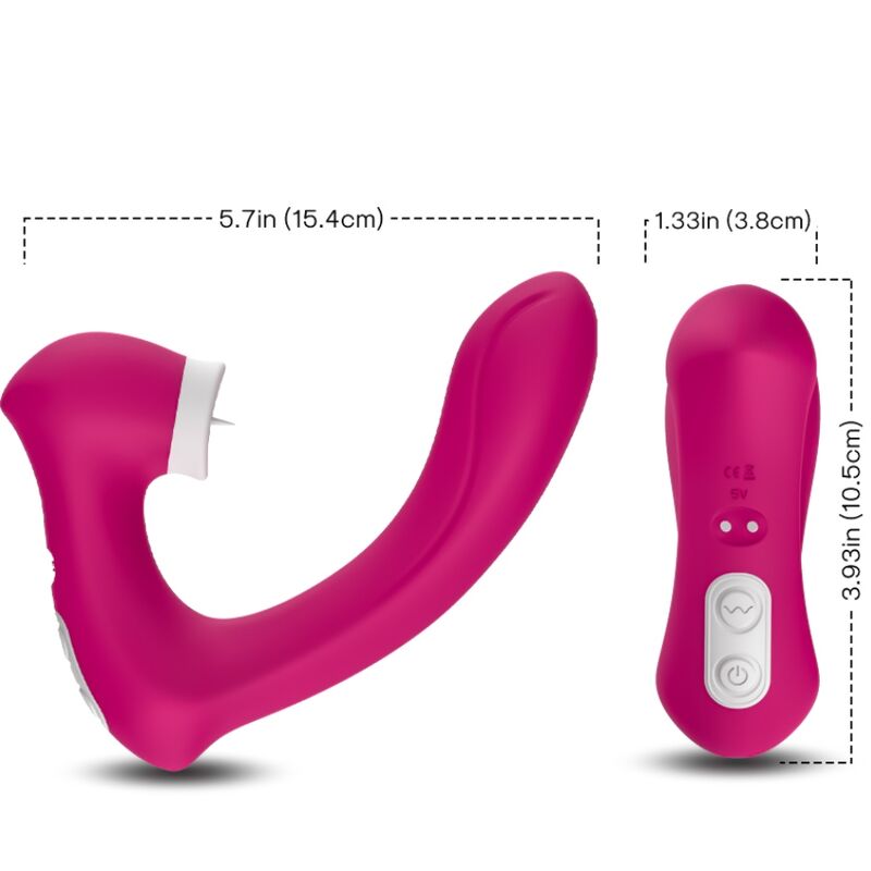 ARMONY - SECRETKISS ESTIMULADOR CON LENGUA CLITORIS & VIBRADOR CURVO FUCSIA - Imagen 4