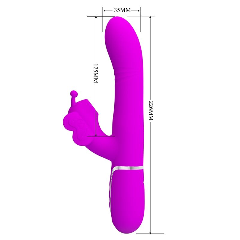 PRETTY LOVE - VIBRADOR RABBIT MULTIFUNCIÓN 4 EN 1 MARIPOSA FUCSIA - Imagen 9