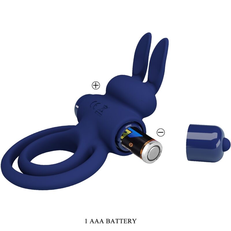 PRETTY LOVE - DAREY DOBLE ANILLO VIBRADOR RABBIT AZUL - Imagen 5