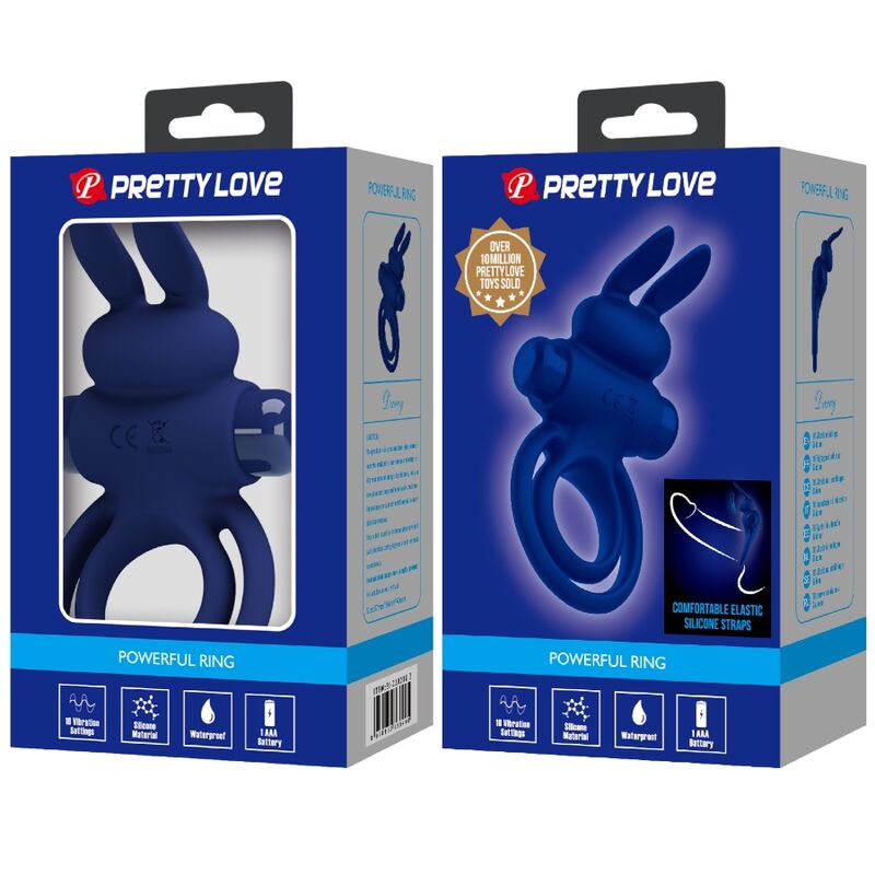 PRETTY LOVE - DAREY DOBLE ANILLO VIBRADOR RABBIT AZUL - Imagen 3