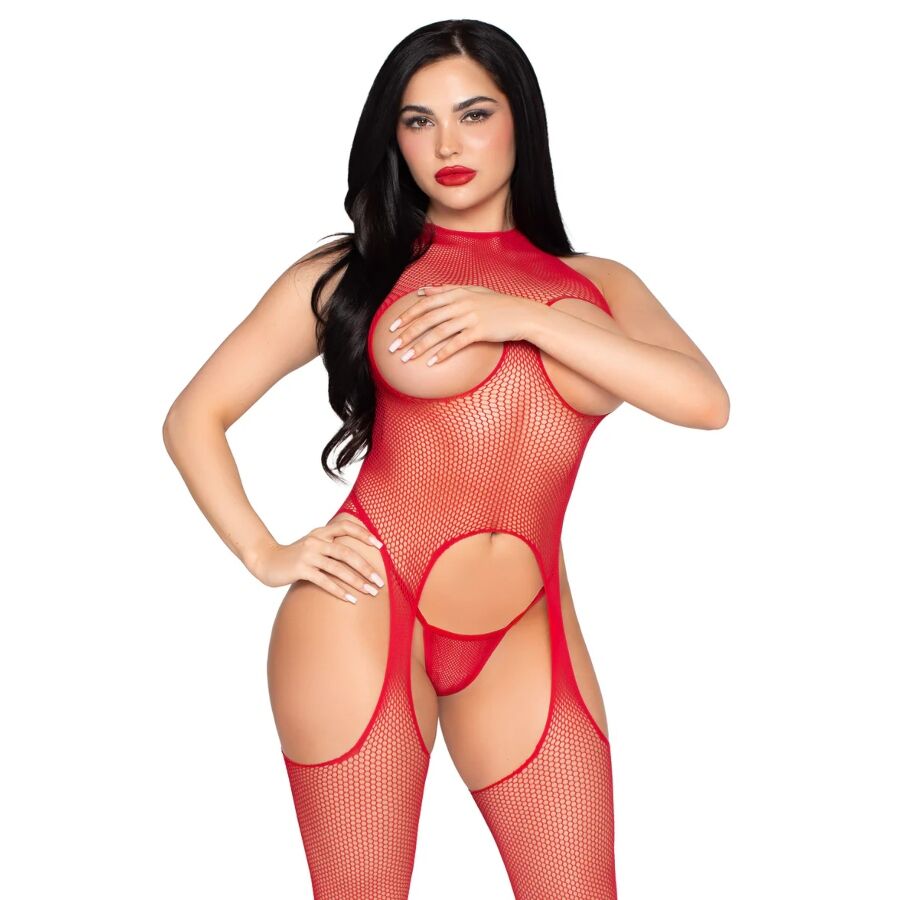 LEG AVENUE - 89374 BODYSTOCKING SIN COPAS Y PANTY ROJO - TALLA ÚNICA - Imagen 3