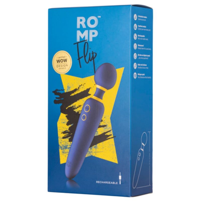 ROMP - FLIP VIBRADOR WAND SILENCIOSO 10 MODOS AZUL - Imagen 6