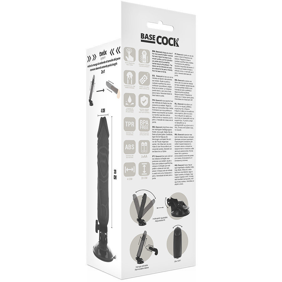 BASECOCK - VIBRADOR REALÍSTICO CONTROL REMOTO NATURAL 20 CM -O- 4 CM - Imagen 3