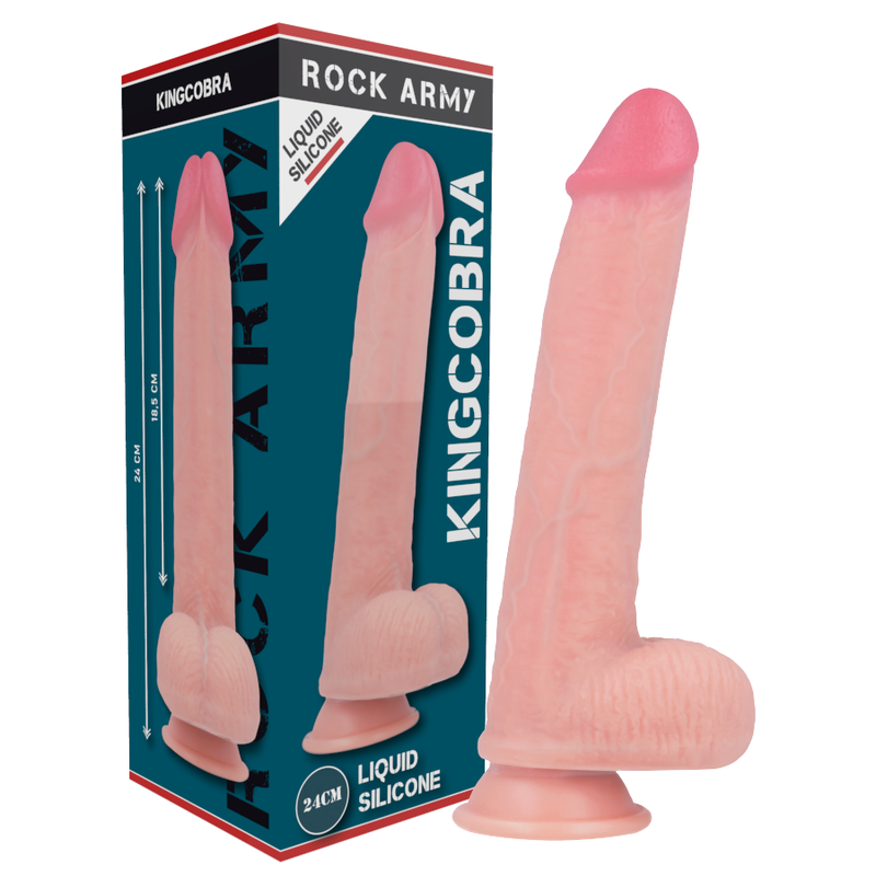 ROCKARMY - ARNÉS + LIQUID SILICONE DILDO PREMIUM KINGCOBRA 24 CM -O- 4.77 CM - Imagen 9