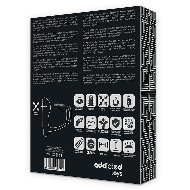 ADDICTED TOYS - ANILLA PENE CON PLUG ANAL CONTROL REMOTO NEGRO RECARGABLE - Imagen 6