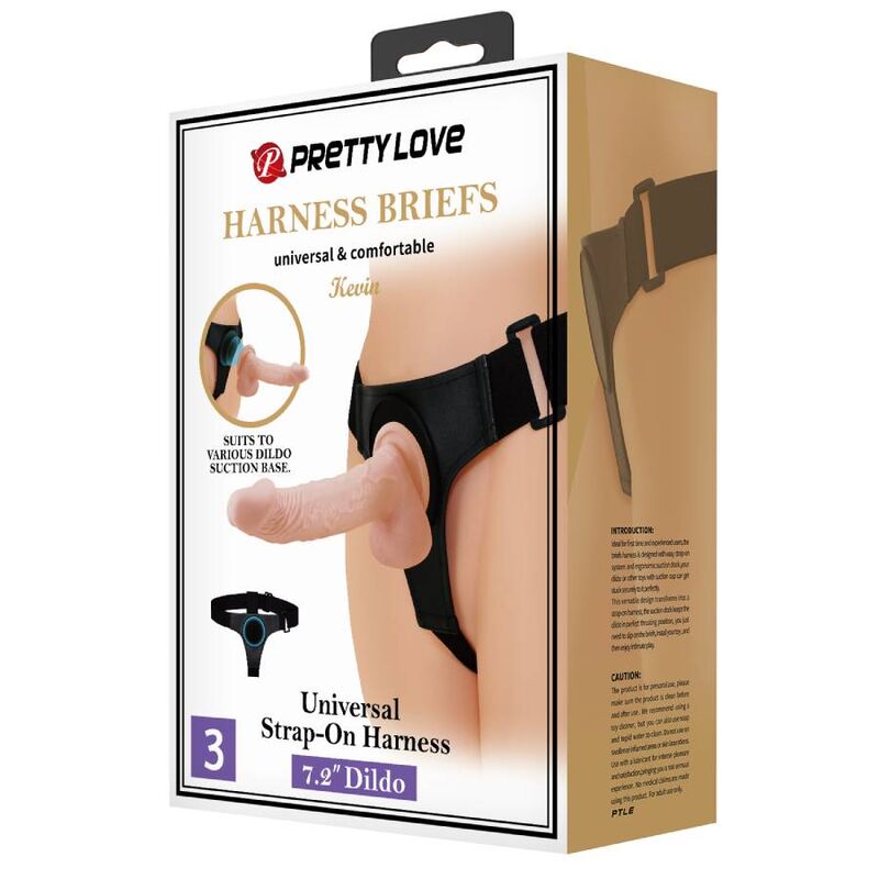 PRETTY LOVE - HARNESS BRIEFS ARNÉS UNIVERSAL CON DILDO KEVIN 19 CM NATURAL - Imagen 7