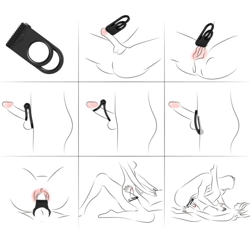 ARMONY - TWINS ANILLO DOBLE VIBRADOR PAREJAS NEGRO - Imagen 3