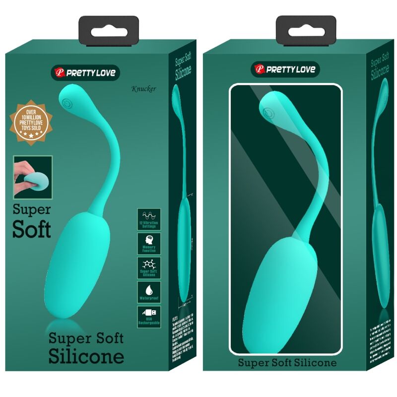 PRETTY LOVE - KNUCKER HUEVO VIBRADOR RECARGABLE VERDE AGUA - Imagen 9