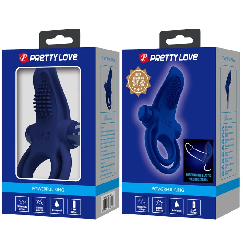 PRETTY LOVE - BRONSON DOBLE ANILLO CON VIBRACIÓN AZUL - Imagen 4