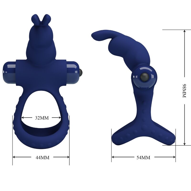 PRETTY LOVE - LUCHITO DOBLE ANILLO VIBRADOR RABBIT AZUL - Imagen 10