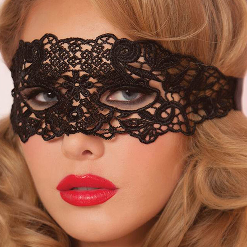 QUEEN LINGERIE - ANTIFAZ DE ENCAJE NEGRO