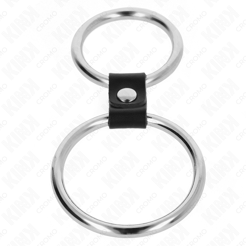 KINK - ANILLO PENE DOBLE METAL 3.7 CM A 5 CM CONECTADOS POR CORREA POLIPIEL MODELO 1 - Imagen 2