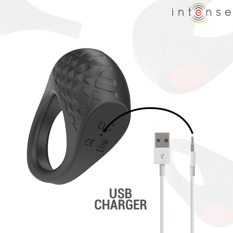 INTENSE - CLOVER ANILLO VIBRADOR PENE 10 VIBRACIONES NEGRO - Imagen 4