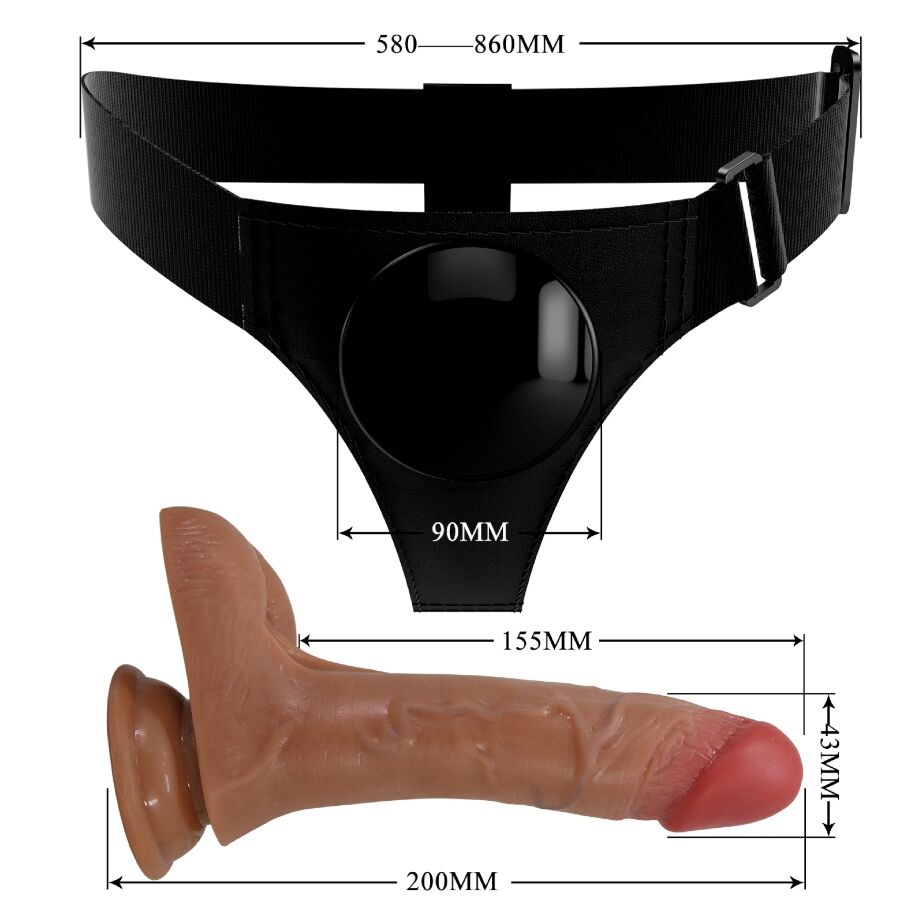 PRETTY LOVE - HARNESS BRIEFS UNIVERSAL CON DILDO VIBRACIÓN Y SQUIRTING 15.5 CM MULATO - Imagen 5