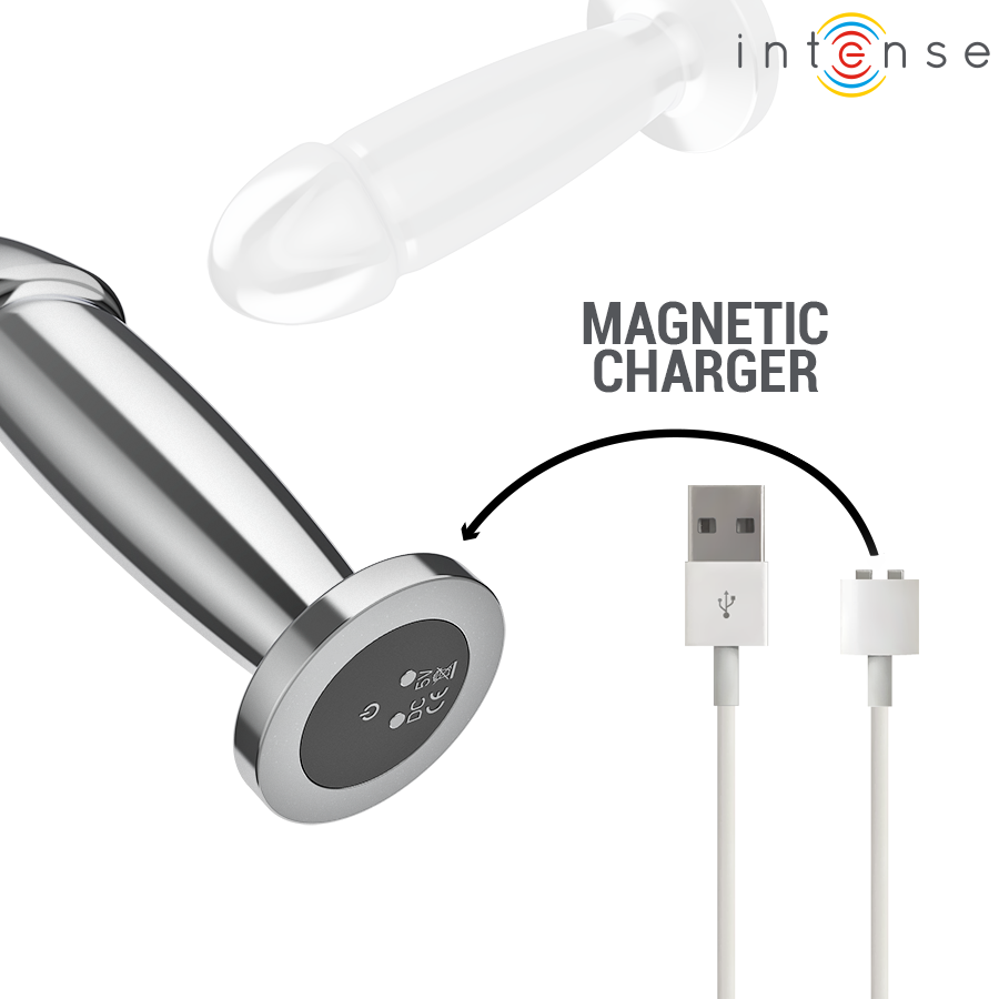 INTENSE - PLUG ANAL 10 VIBRACIONES METAL EN FORMA DE DILDO CON CONTROL REMOTO M - Imagen 6