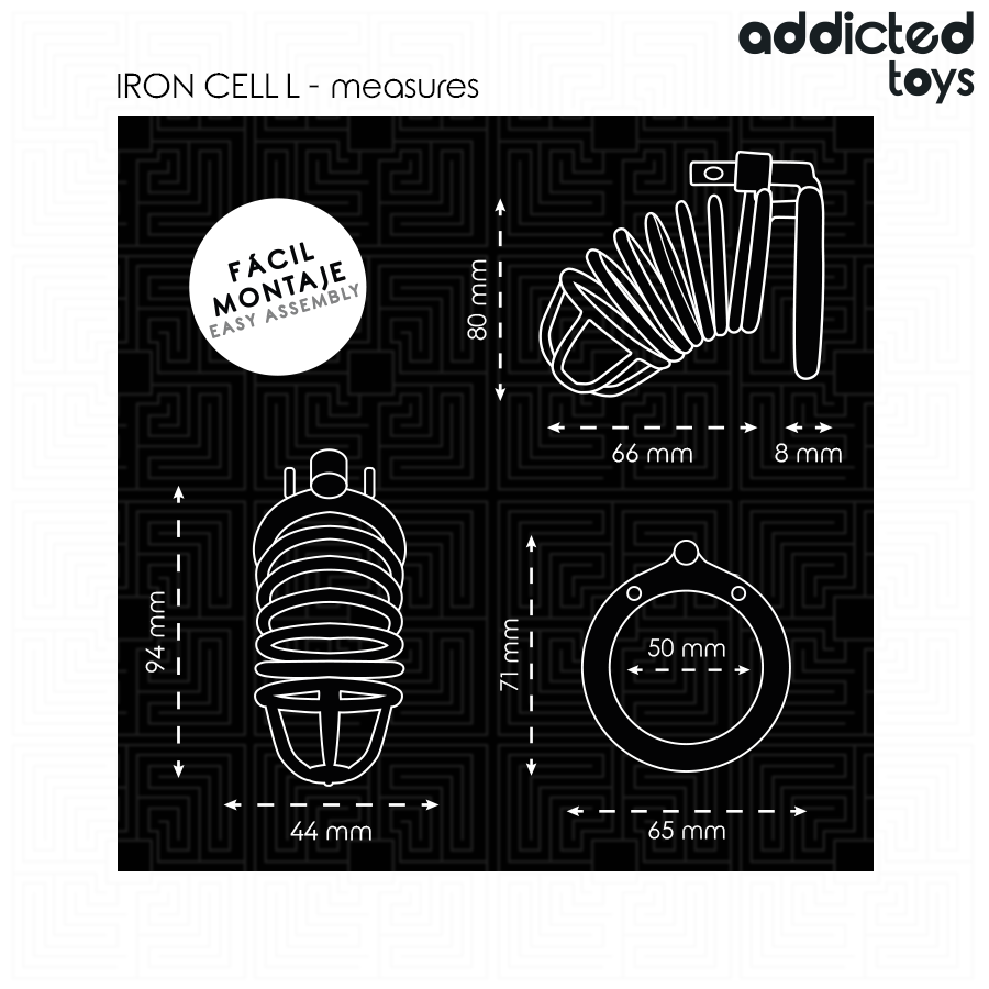 ADDICTED TOYS LOCKED - IRON CELL JAULA PARA PENE DE METAL 5 CM TALLA L - Imagen 4
