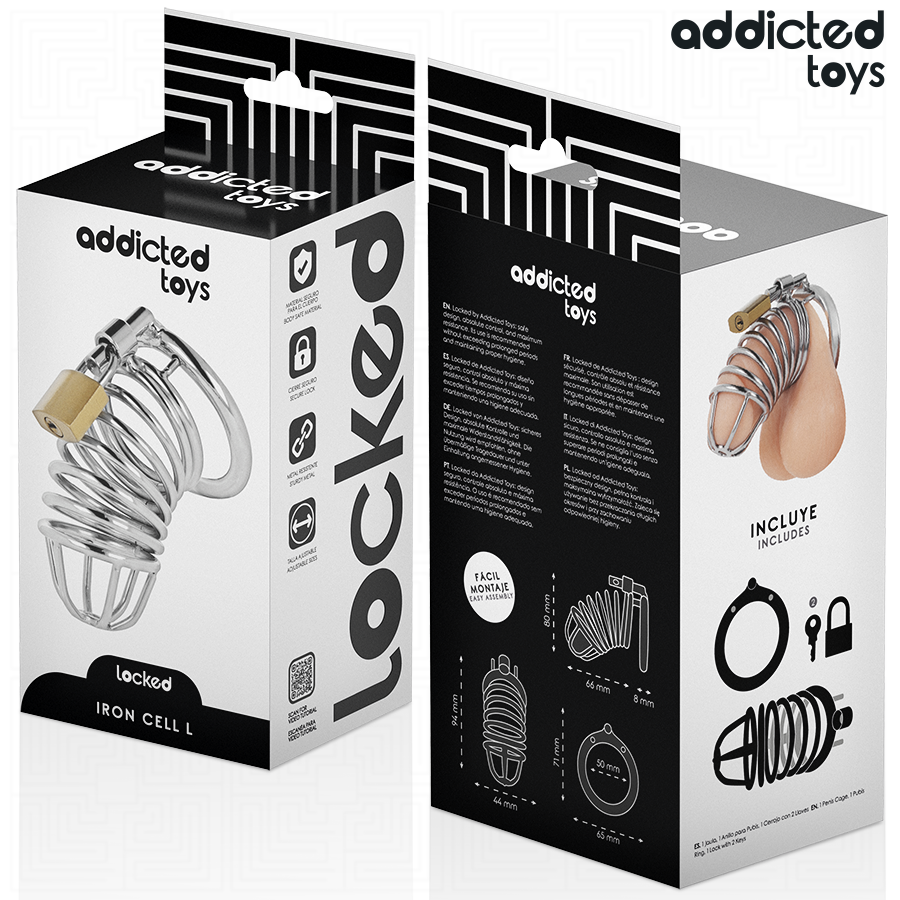 ADDICTED TOYS LOCKED - IRON CELL JAULA PARA PENE DE METAL 5 CM TALLA L - Imagen 7