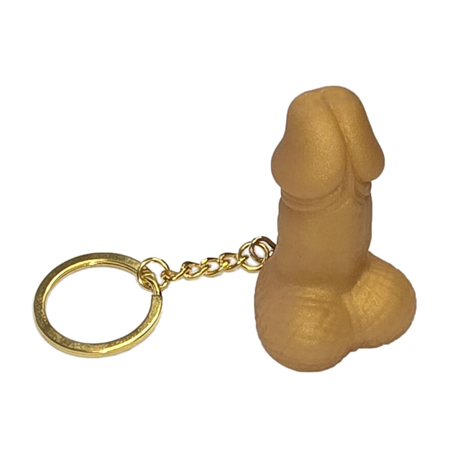 DIABLO PICANTE - SILBATO LLAVERO CON FORMA DE PENE DORADO
