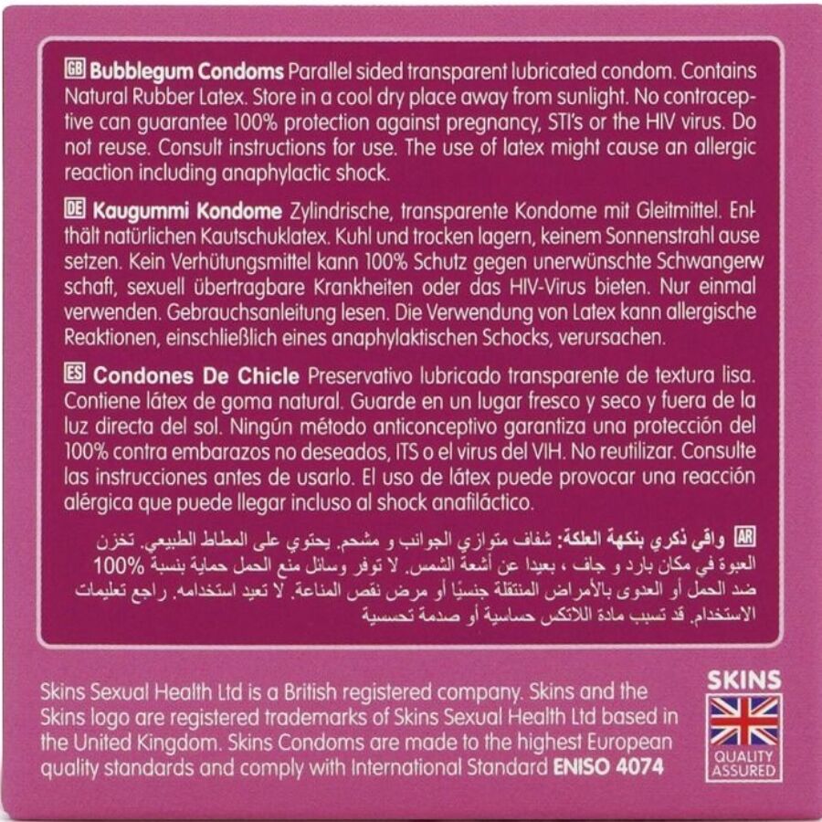SKINS - PRESERVATIVOS PREMIUM SABOR CHICLE PACK 4 - Imagen 3