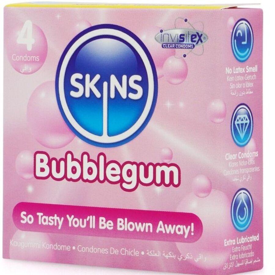 SKINS - PRESERVATIVOS PREMIUM SABOR CHICLE PACK 4 - Imagen 4