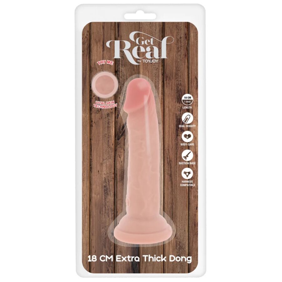 GET REAL - DILDO DELUXE DONG GRUESO DE DOBLE DENSIDAD TPE 18 CM - Imagen 5