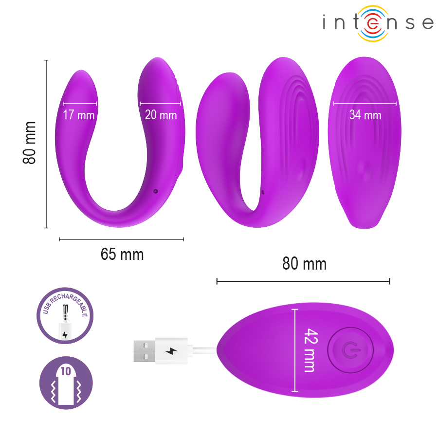 INTENSE - NORA ESTIMULADOR DE PINZA CON VIBRACIÓN MORADO - Imagen 4
