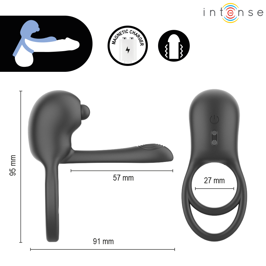 INTENSE - SPIKE ANILLO VIBRADOR PARA PENE CON CONTROL REMOTO - Imagen 2