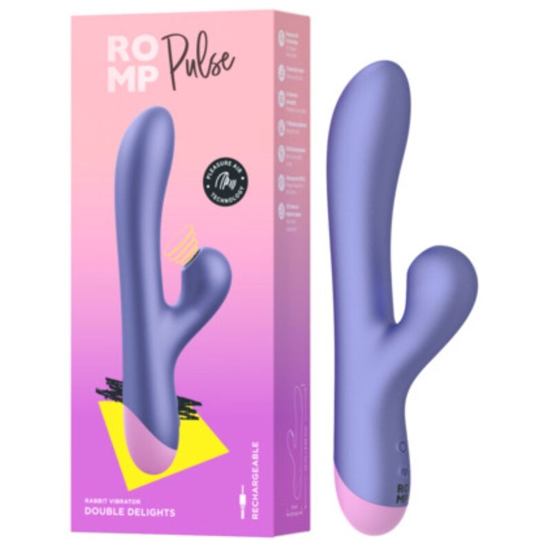 ROMP - PULSE VIBRADOR RABBIT DUAL PUNTO G AZUL ELÉCTRICO - Imagen 9