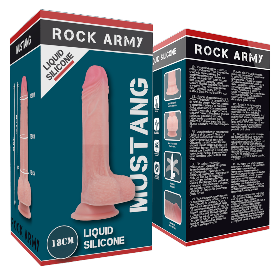 ROCKARMY - MUSTANG DILDO REALÍSTICO LIQUID SILICONE 18 CM -O- 4.14 CM - Imagen 5