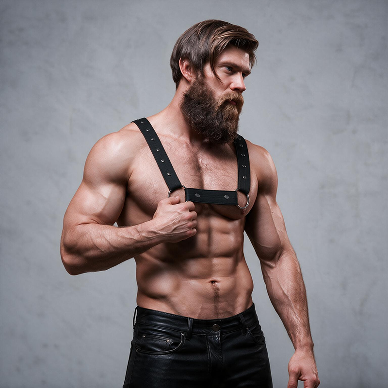 FETISH SUBMISSIVE ATTITUDE - ARNÉS DEPORTIVO AJUSTABLE NEOPRENO PECHO HOMBRE - Imagen 3