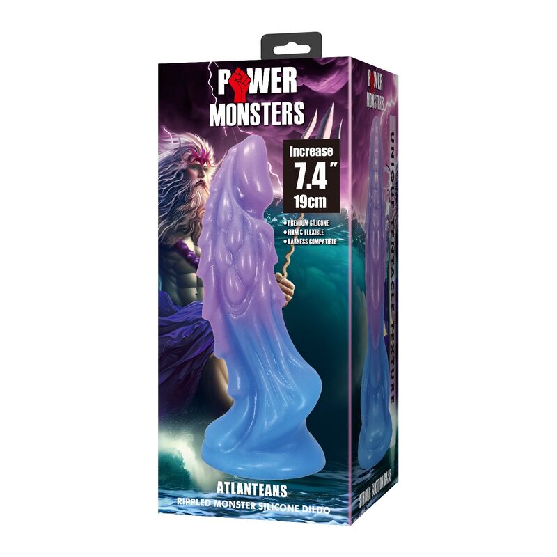 POWER MONSTERS - ATLANTEANS DILDO REALÍSTICO CON VENTOSA 19 CM Ø 5 CM AZUL Y MORADO - Imagen 3