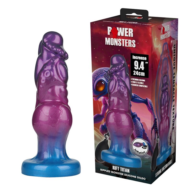 POWER MONSTERS - RIFT TITAN DILDO HINCHABLE FANTASÍA BICOLOR 24 CM Ø 5 CM - Imagen 3
