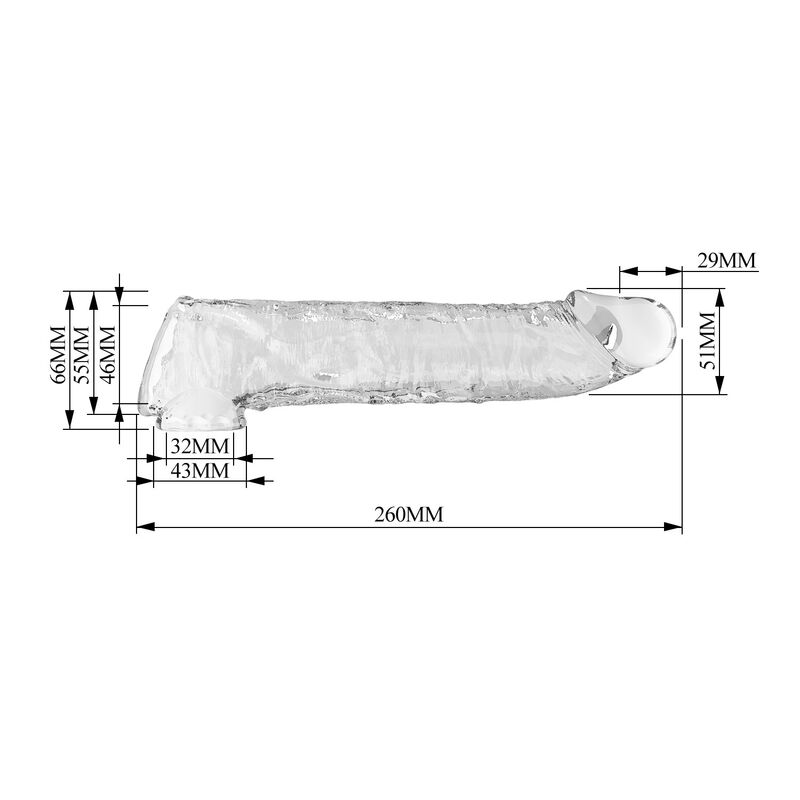 PRETTY LOVE - FUNDA EXTENSORA PARA PENE AJUSTABLE 26 CM Ø 4 CM COLOR TRANSPARENTE - Imagen 3