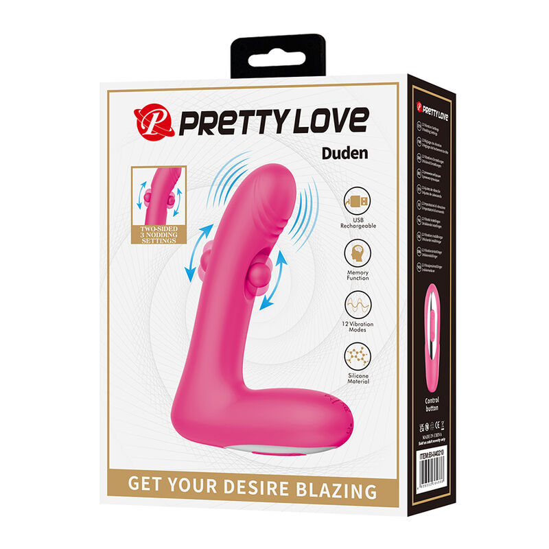PRETTY LOVE - DUDEN VIBRADOR DE SILICONA RECARGABLE 12 MODOS DE VIBRACIÓN Y 3 MODOS DE BALANCEO ROSA - Imagen 9